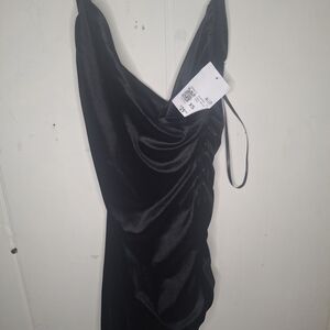 Forever 21 Elegant Black Draped Mini Dress